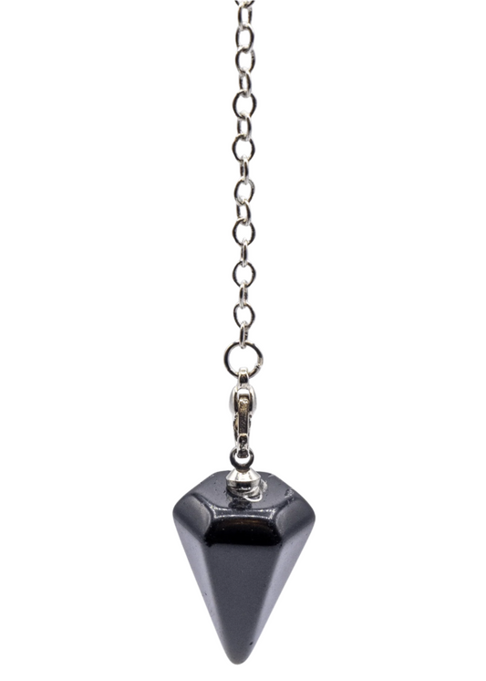 Black Agate Crystal Pendulum