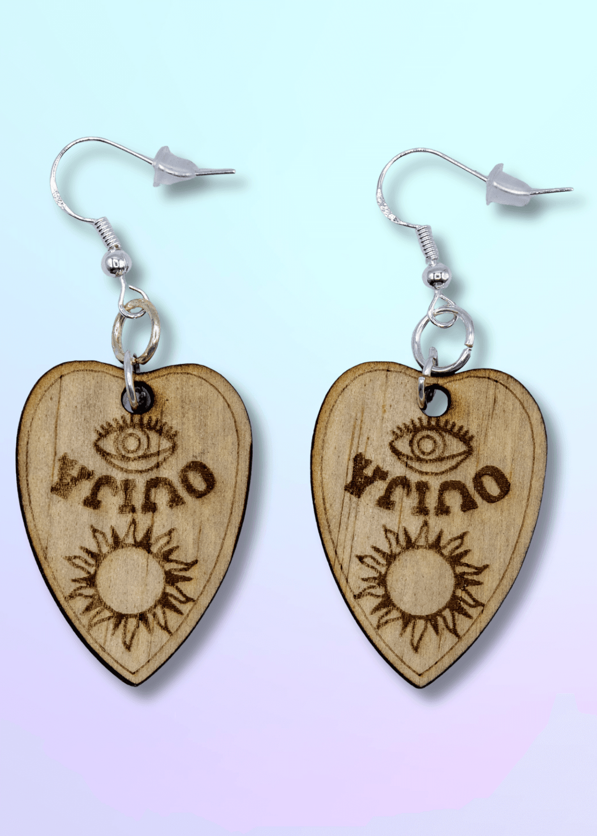 Ouija Planchette Dangling Wooden Earrings